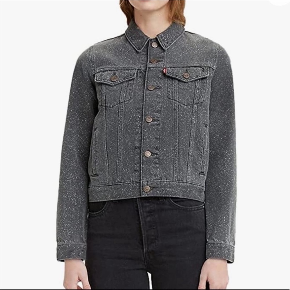 Levi’s Original Happy Camper Bleach Spatter Trucker Jacket Denim Jean Acid Wash